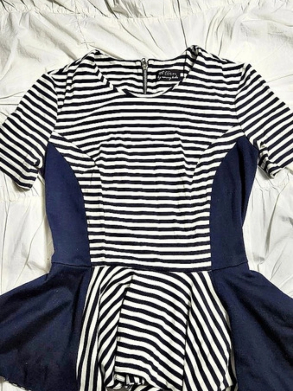Torn by Ronny Kobo Striped Mini Dress in Blue & White